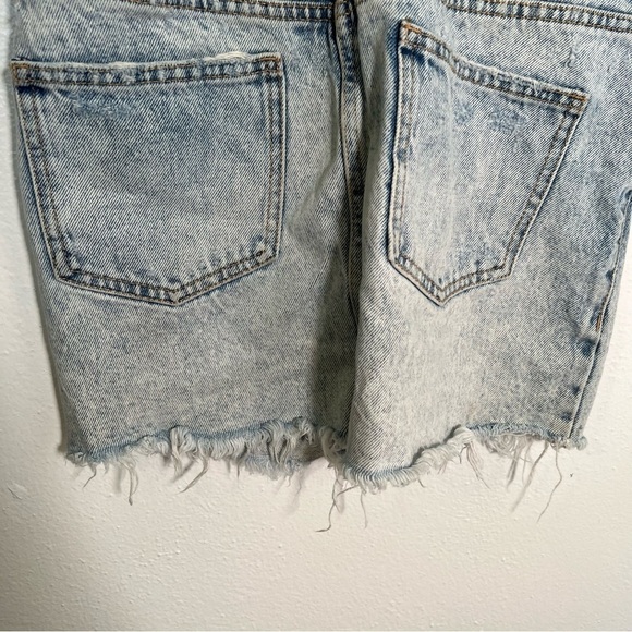 Zara Trafaluc Cut Off Denim Mini Skirt Acid Wash - Picture 10 of 14
